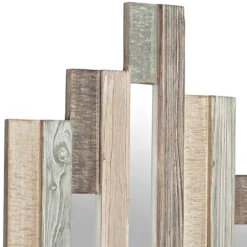 Wall Plaques-Kirkland's Home Natural Wooden Planks Mirrored Wall Plaque Tan