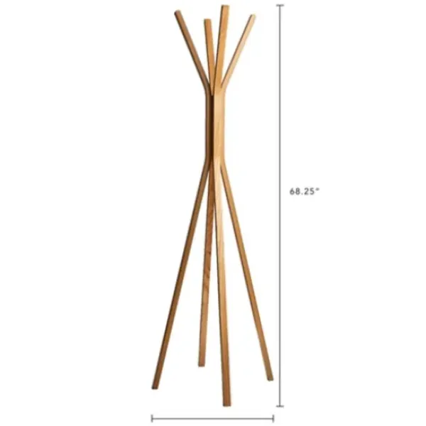 Entryway Furniture-Kirkland's Home Natural Wooden Tripod Leg Coat Rack
