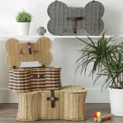 Baskets & Boxes-Kirkland's Home Natural Woven Bone Shaped Basket, 17 In. Tan