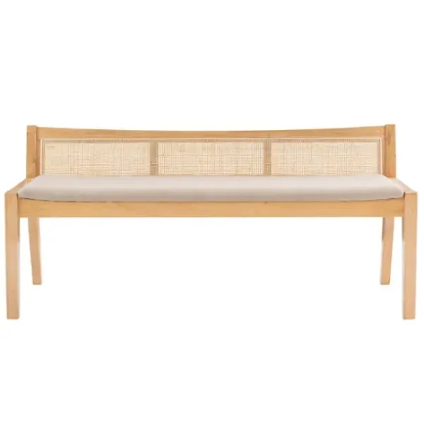 Entryway Furniture-Kirkland's Home Natural Woven Rat Back Minimalist Bench Tan