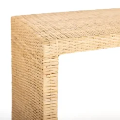 Console Tables-Kirkland's Home Natural Woven Rat Console Table Tan
