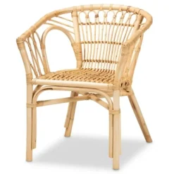 Dining Chairs-Kirkland's Home Natural Woven Rat Curved Back Dining Chair Tan
