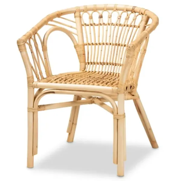 Dining Chairs-Kirkland's Home Natural Woven Rat Curved Back Dining Chair Tan