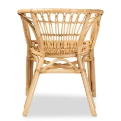 Dining Chairs-Kirkland's Home Natural Woven Rat Curved Back Dining Chair Tan