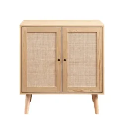 Cabinets & Sideboards-Kirkland's Home Natural Woven Rat Front Cabinet Tan