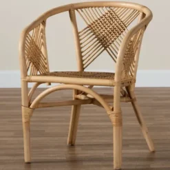 Dining Chairs-Kirkland's Home Natural Woven Rat X-Back Dining Chair Tan