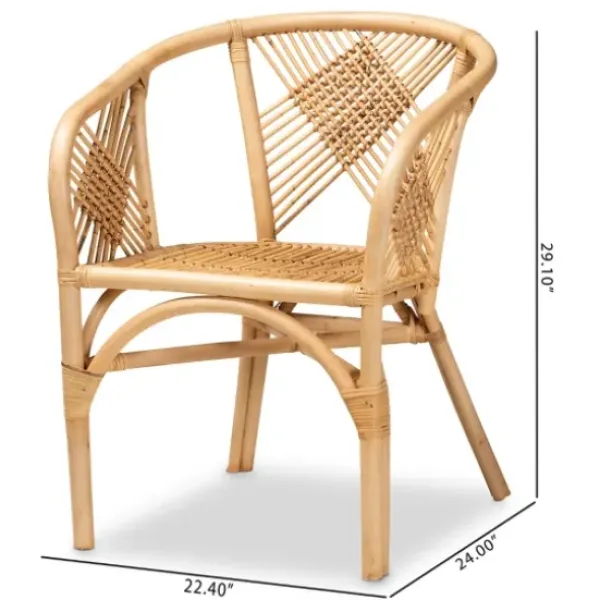Dining Chairs-Kirkland's Home Natural Woven Rat X-Back Dining Chair Tan