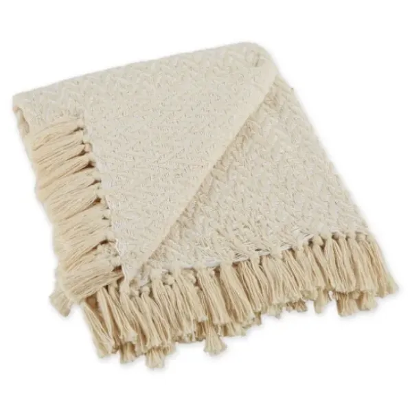 Blankets & Throws-Kirkland's Home Natural Woven Zig Zag Throw Ivory