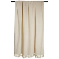 Blankets & Throws-Kirkland's Home Natural Woven Zig Zag Throw Ivory