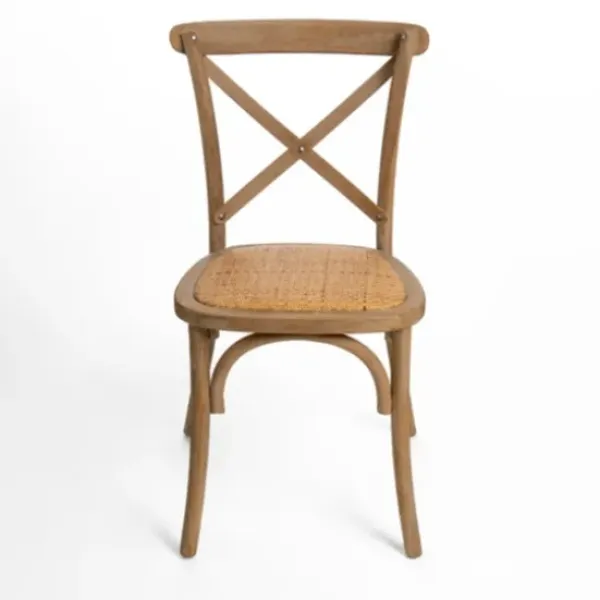 Dining Chairs-Kirkland's Home Natural X Frame Cane Seat Dining Chair Brown