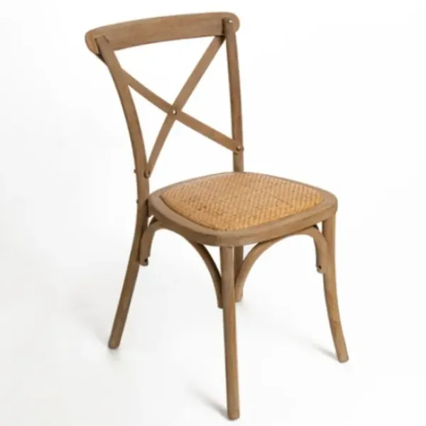 Dining Chairs-Kirkland's Home Natural X Frame Cane Seat Dining Chair Brown