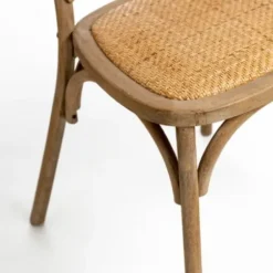 Dining Chairs-Kirkland's Home Natural X Frame Cane Seat Dining Chair Brown