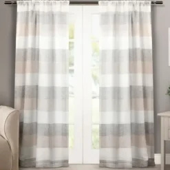 Curtains & Drapes-Kirkland's Home Navy & White Stripe Cafe Curtain Panel Set, 36 In. Blue