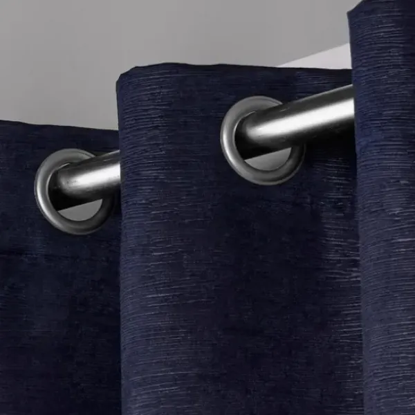 Curtains & Drapes-Kirkland's Home Navy & White Stripe Cafe Curtain Panel Set, 24 In. Blue