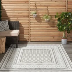 Outdoor Rugs-Kirkland's Home Navy Adelaide Trellis Outdoor Area Rug, 6X9 Blue
