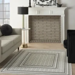 Outdoor Rugs-Kirkland's Home Navy Adelaide Trellis Outdoor Area Rug, 6X9 Blue