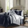 Comforters-Kirkland's Home Navy Amador 7-Pc. Queen Comforter Set Blue/Silver