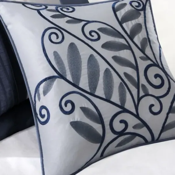 Comforters-Kirkland's Home Navy Amador 7-Pc. Queen Comforter Set Blue/Silver