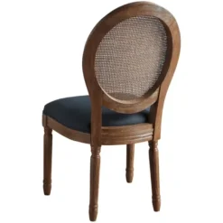 Dining Chairs-Kirkland's Home Navy And Brown Cane Oval Back Dining Chair Blue