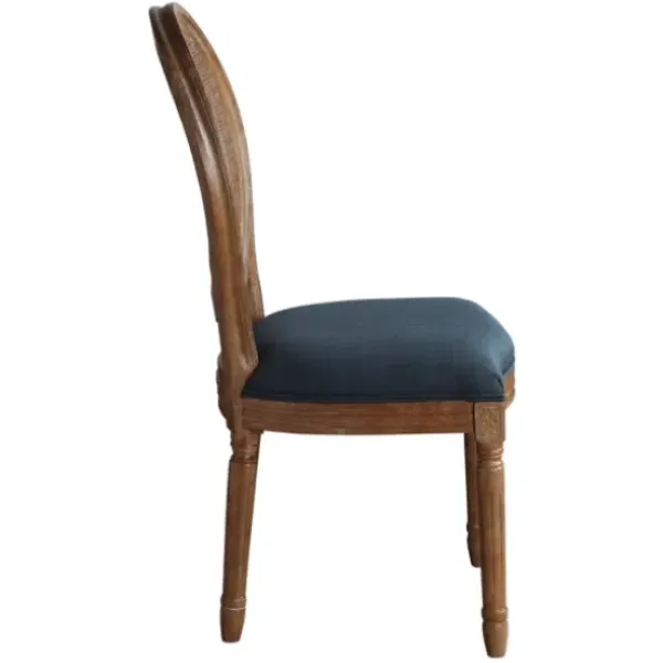Dining Chairs-Kirkland's Home Navy And Brown Cane Oval Back Dining Chair Blue