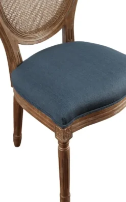 Dining Chairs-Kirkland's Home Navy And Brown Cane Oval Back Dining Chair Blue