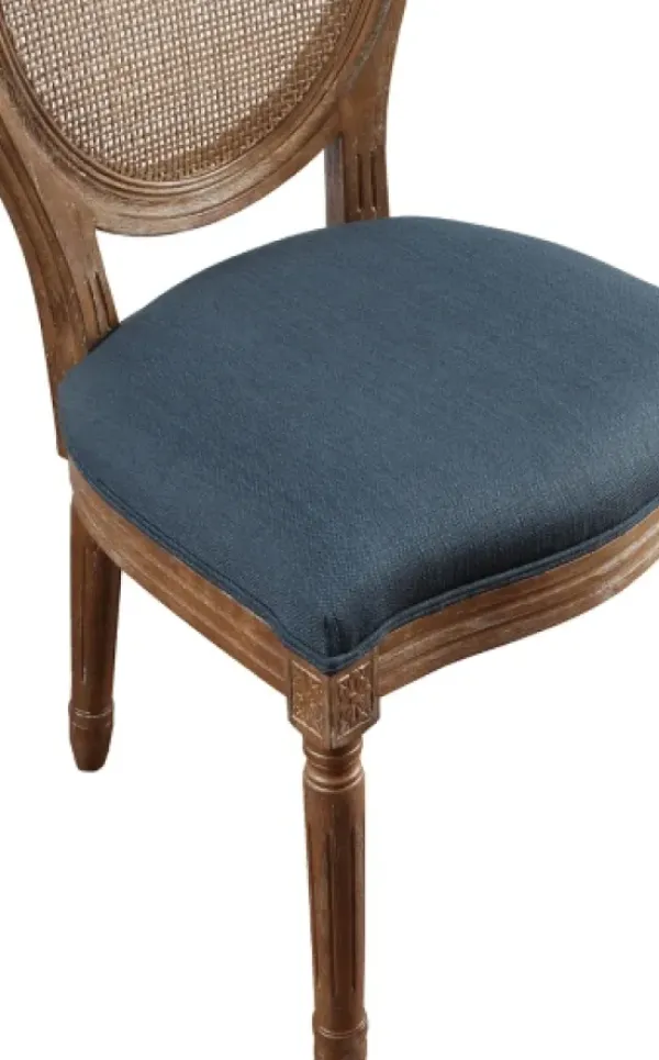 Dining Chairs-Kirkland's Home Navy And Brown Cane Oval Back Dining Chair Blue