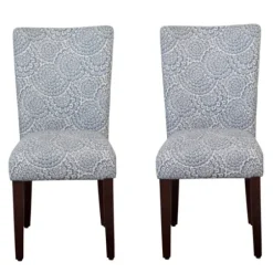 Dining Chairs-Kirkland's Home Navy And Cream Floral Parsons Chairs, Set Of 2 Blue/Tan