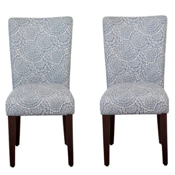 Dining Chairs-Kirkland's Home Navy And Cream Floral Parsons Chairs, Set Of 2 Blue/Tan
