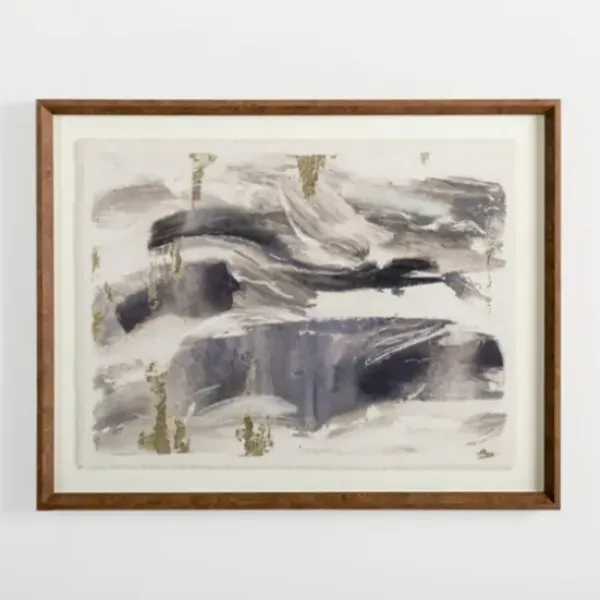 Framed Art-Kirkland's Home Navy And Gold Streaks Framed Art Print White/Blue/Gold
