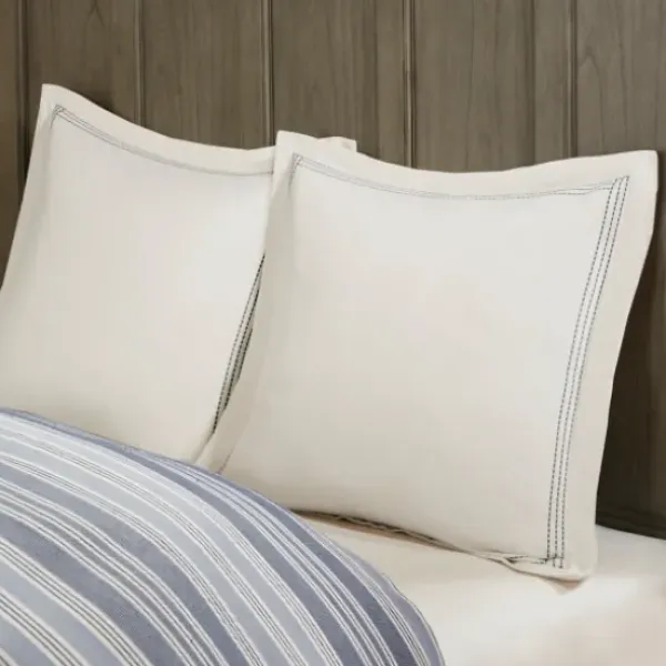 Comforters-Kirkland's Home Navy And Ivory Stripe 9-Pc. King Comforter Set Blue/White