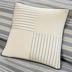 Comforters-Kirkland's Home Navy And Ivory Stripe 9-Pc. King Comforter Set Blue/White