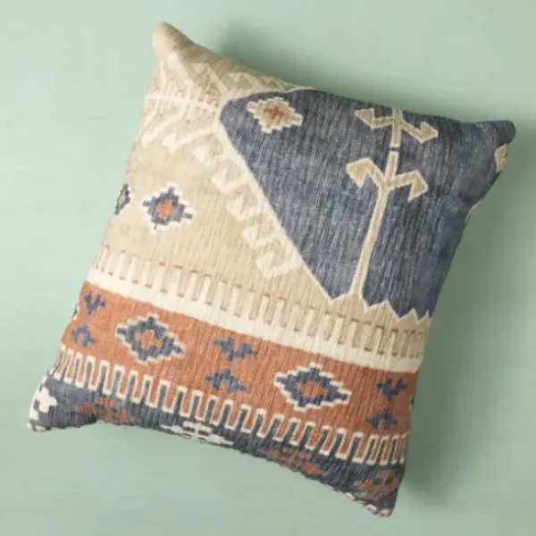 Pillows-Kirkland's Home Navy And Rust Vintage Bahiti Throw Pillow Blue/Ivory/Orange