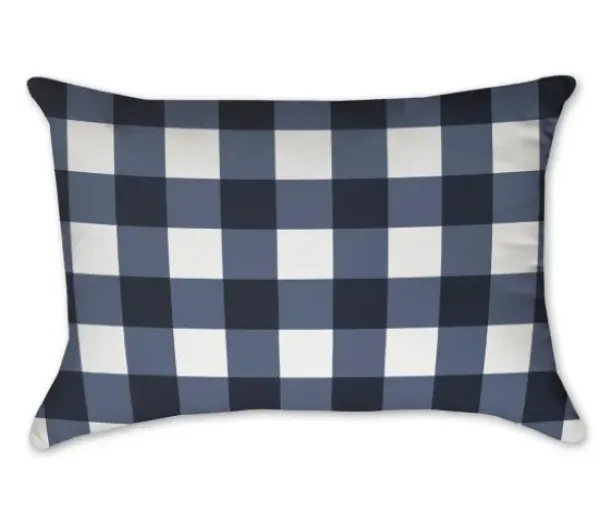 Pillows-Kirkland's Home Navy And White Buffalo Check Accent Pillow Blue/White
