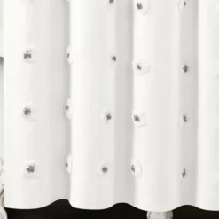 Shower Curtains-Kirkland's Home Navy And White Button Accent Linen Shower Curtain Blue