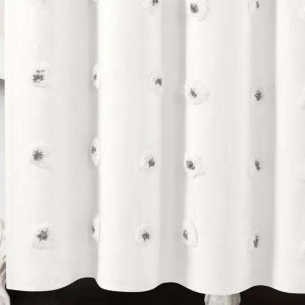 Shower Curtains-Kirkland's Home Navy And White Button Accent Linen Shower Curtain Blue