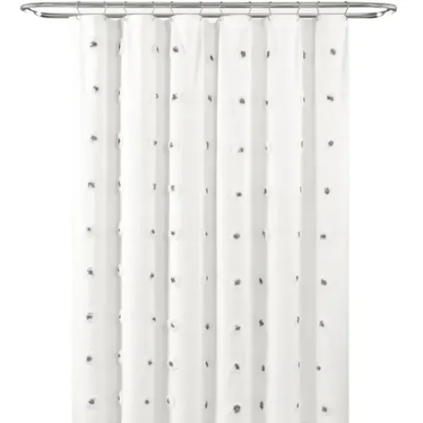 Shower Curtains-Kirkland's Home Navy And White Button Accent Linen Shower Curtain Blue