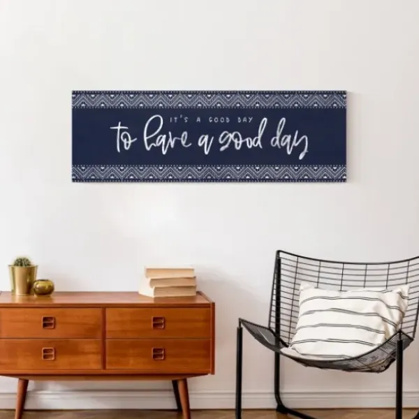 Wall Quotes & Signs-Kirkland's Home Navy And White Good Day Canvas Art Print Blue/White