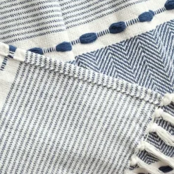 Blankets & Throws-Kirkland's Home Navy And White Herringbone Stripe Throw Blue/White