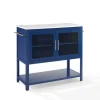 Kitchen Islands & Bar Carts-Kirkland's Home Navy And White Marble Top Kitchen Island Blue