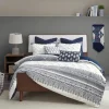 Duvets-Kirkland's Home Navy And White 3-Pc. California King Duvet Set Blue/White