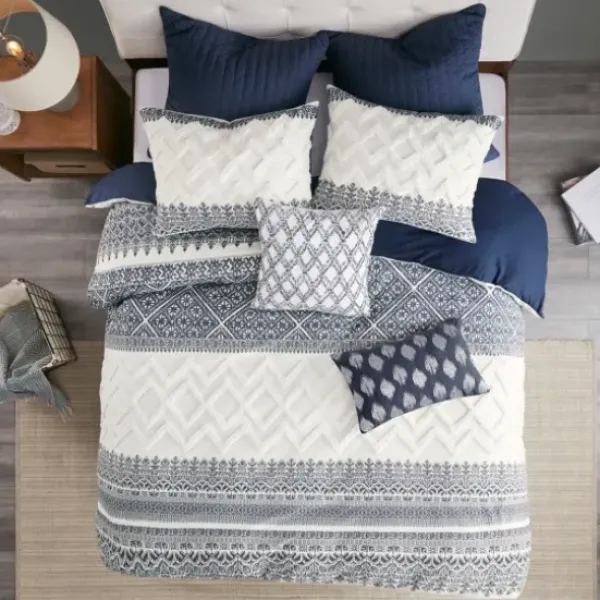 Duvets-Kirkland's Home Navy And White 3-Pc. California King Duvet Set Blue/White