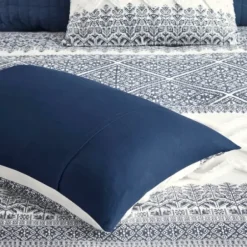 Duvets-Kirkland's Home Navy And White 3-Pc. California King Duvet Set Blue/White