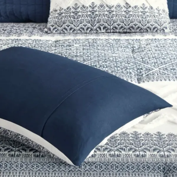 Comforters-Kirkland's Home Navy And White 3-Pc. Full/Queen Comforter Set Blue/White
