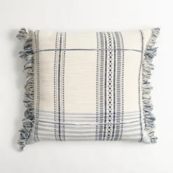 Pillows-Kirkland's Home Navy And White Plaid Reversible Throw Pillow Blue/White