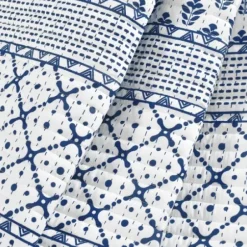 Blankets & Throws-Kirkland's Home Navy And White Striped Geometric Reversible Throw Blue/White
