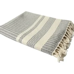 Blankets & Throws-Kirkland's Home Navy And White Stripes Cotton Throw Blue/White