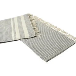 Blankets & Throws-Kirkland's Home Navy And White Stripes Cotton Throw Blue/White