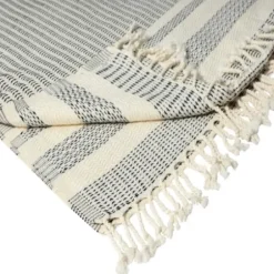 Blankets & Throws-Kirkland's Home Navy And White Stripes Cotton Throw Blue/White