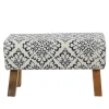Benches & Ottomans-Kirkland's Home Navy And White Upholstered Scroll Bench Blue/White