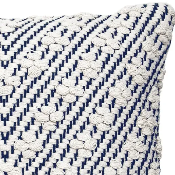 Pillows-Kirkland's Home Navy And White Woven Maze Pillow Blue/White